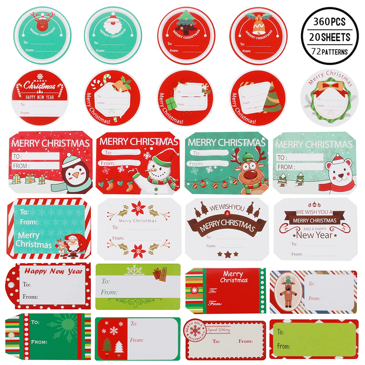 Christmas Gift Tag bundle  7 Blank Christmas Tag Shapes