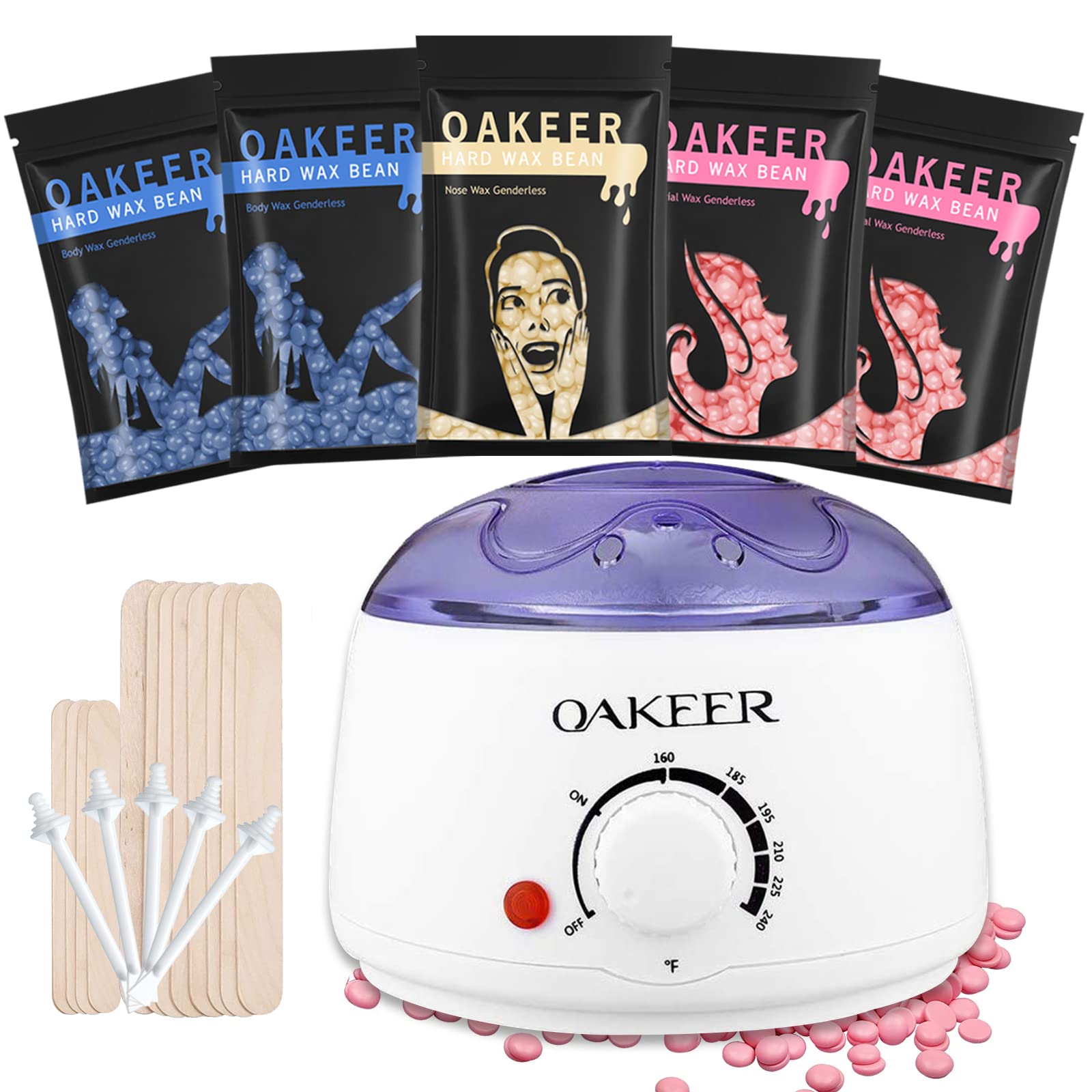 Oakeer Waxing Kit Mini Wax Warmer Painless Hair Removal Body Waxing  Designed for Partial Waxing Werewolf Own Waxing at Home,24 Accessories 23  Piece Set