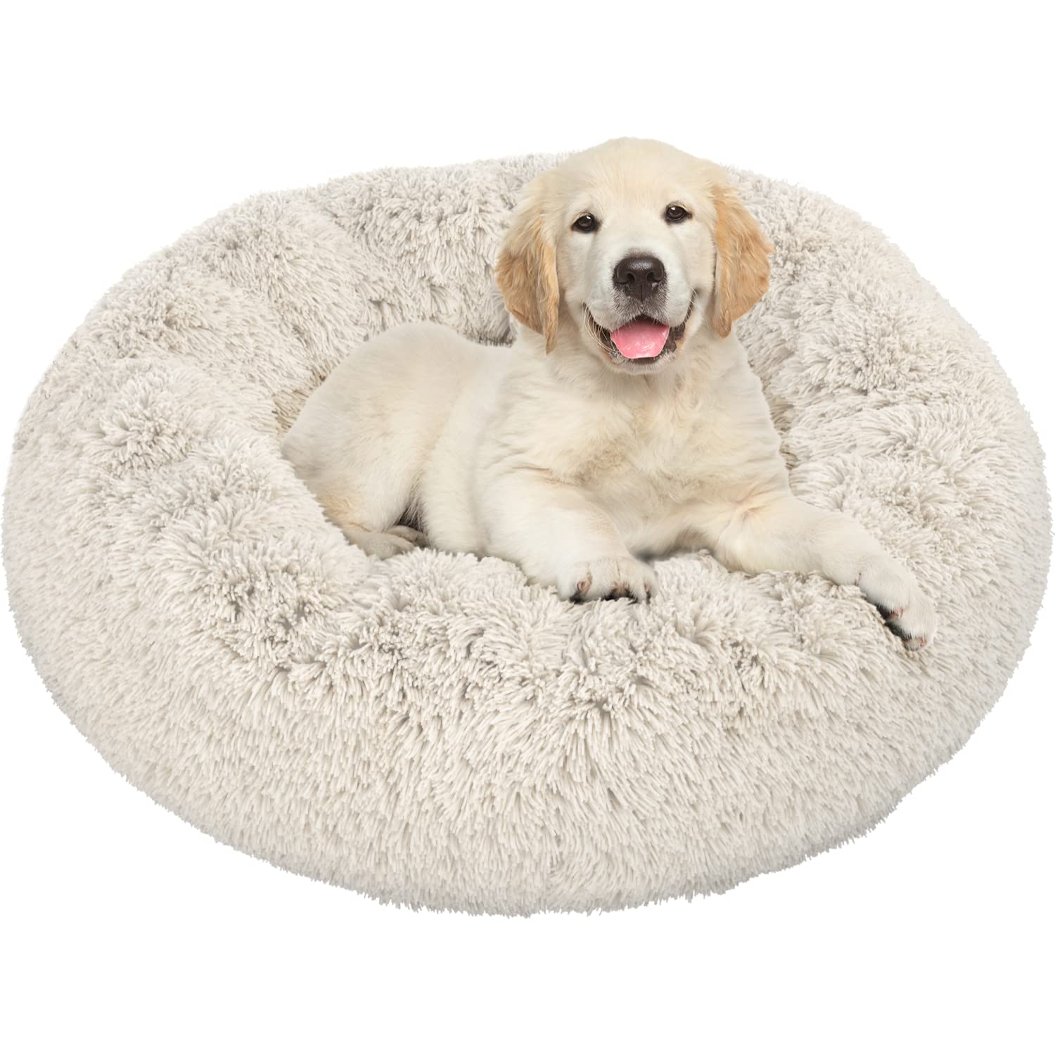 Plush Pet Bed Calming Donut Dog Bed Cat Bed Round Cuddler Nest