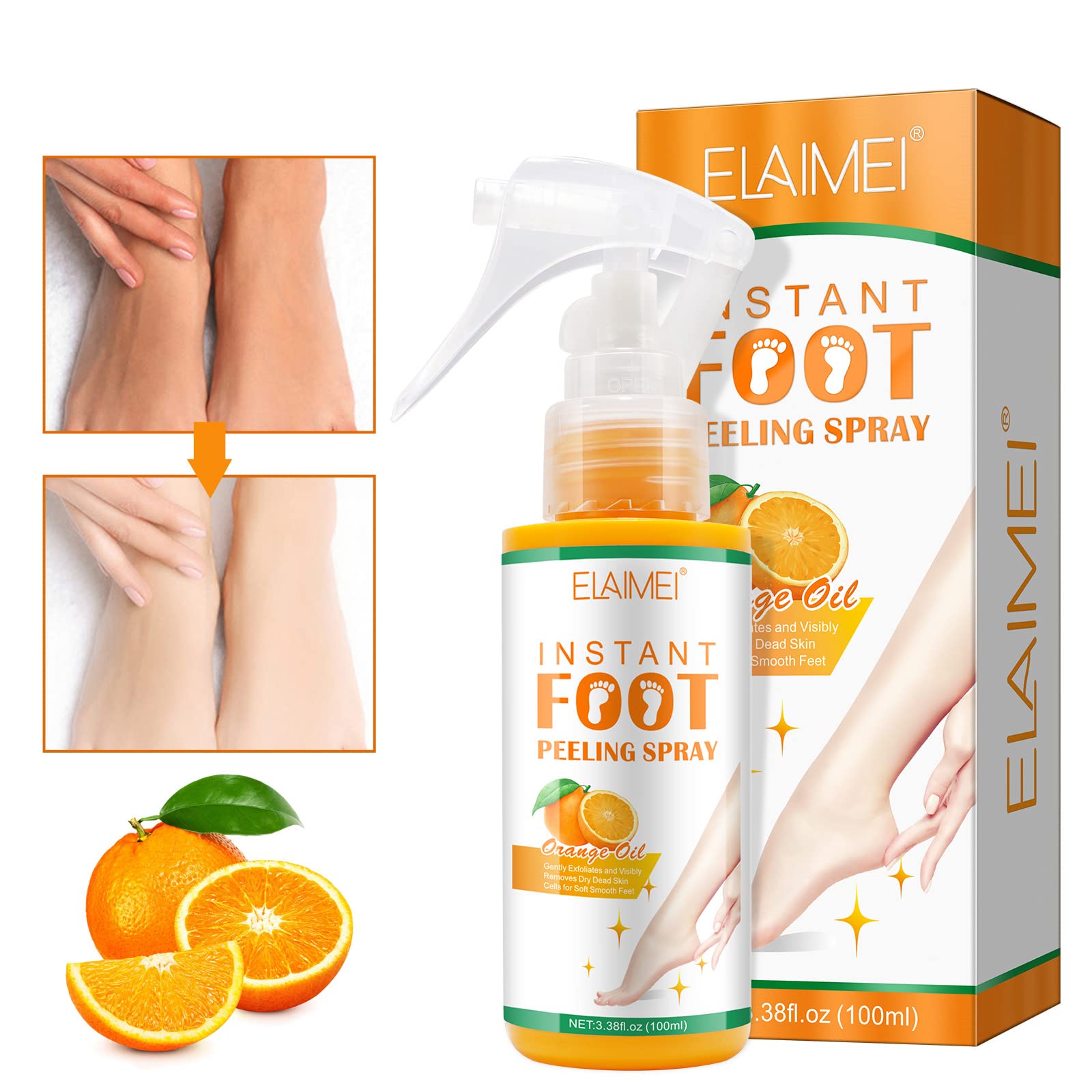 100ml Foot Peeling Spray Orange Essential Oil Exfoliating Peel