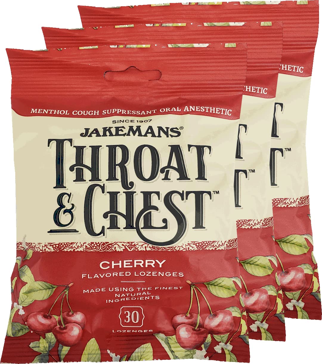 Jakemans Cherry Throat & Chest Lozenges Cough Drops Cough Sore Throat and Seasonal Distress