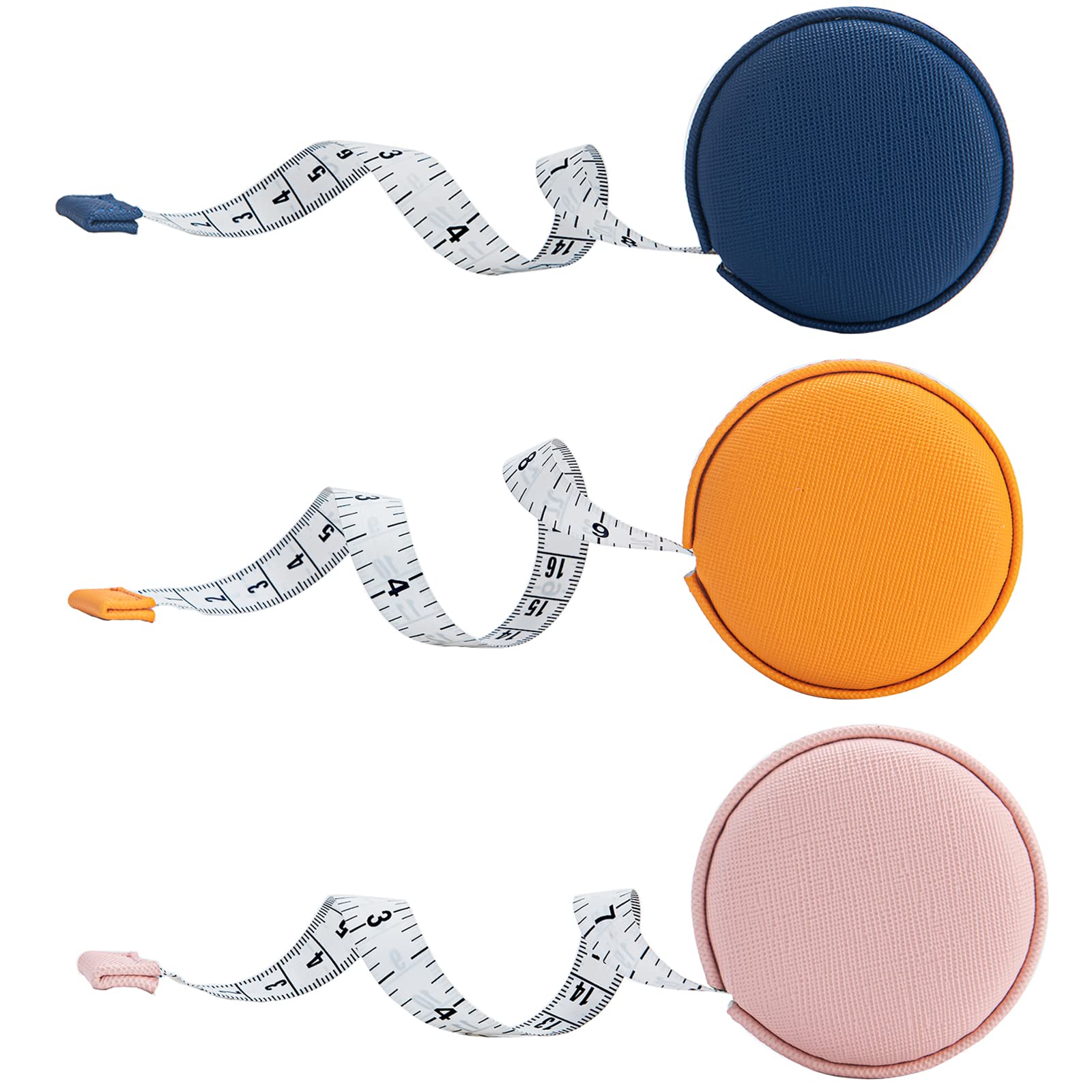 3 PACK: Retractable Medical Body Tape Measure White, Teal, and Royal Blue