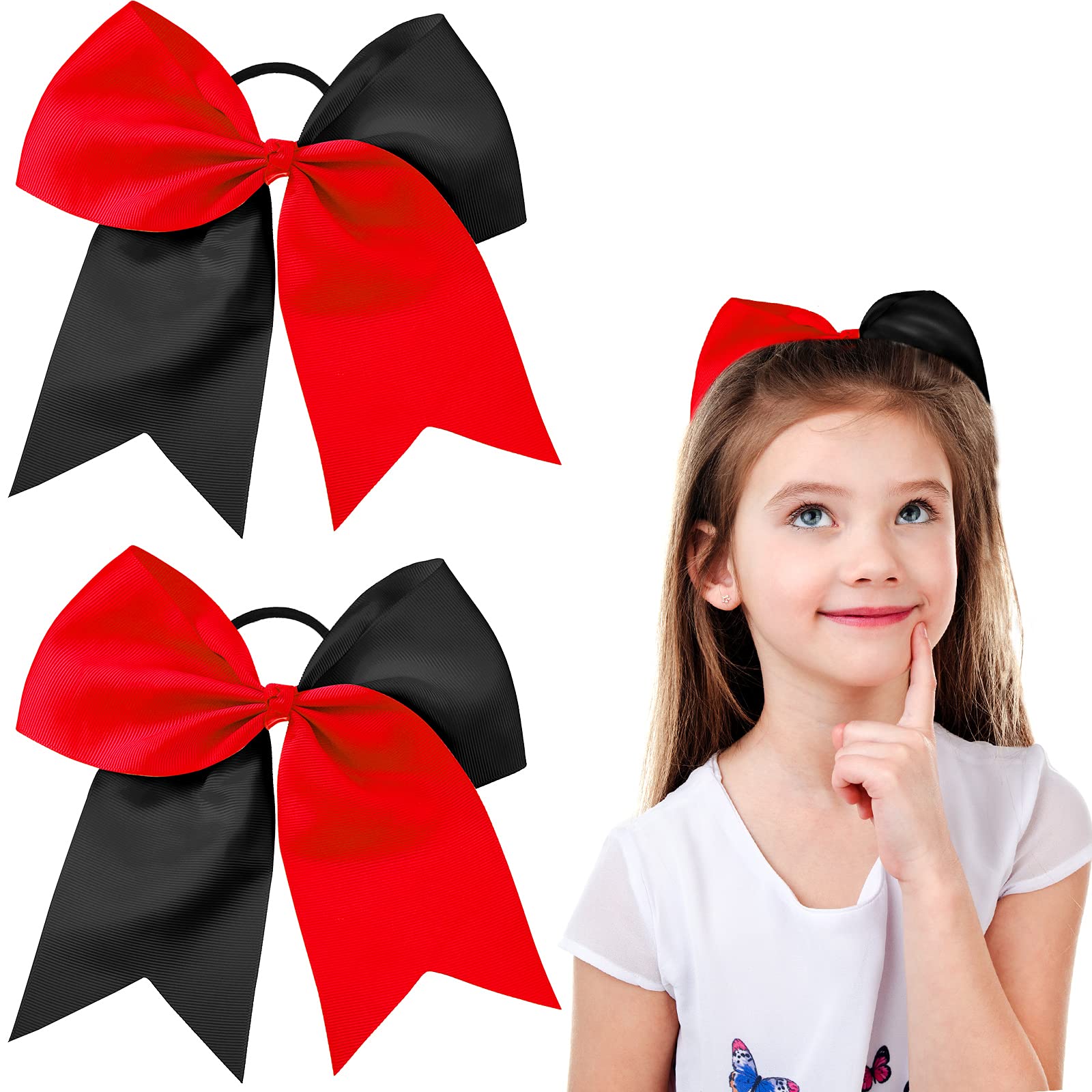 Okuna Outpost 20 Pack 8 Inch Cheer Bows For Cheerleaders, Elastic Ponytail  Holders For Women And Girls, Bulk Polyester Hair Ribbons, 2 Designs, Red :  Target