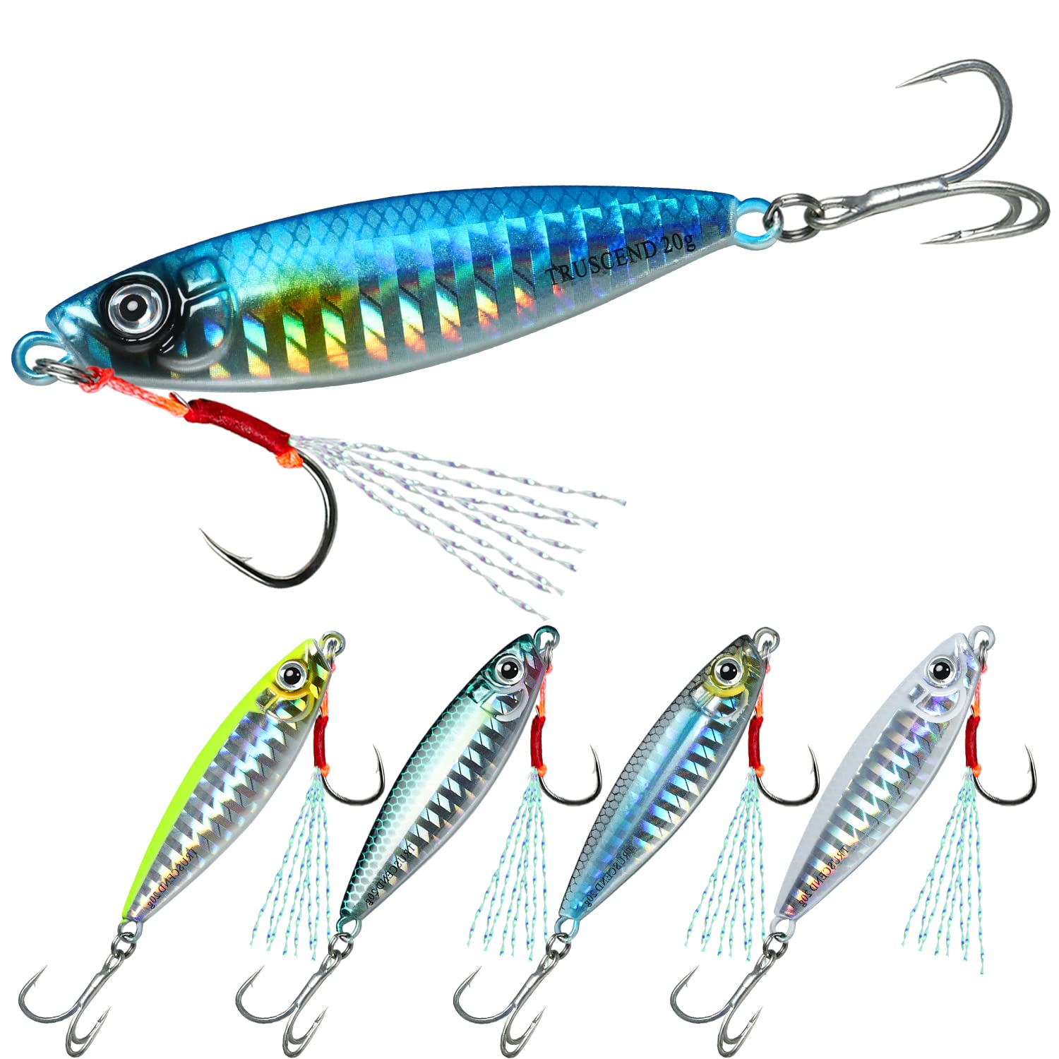 TRUSCEND Saltwater Jigs Fishing Lures 10g-160g with Flat BKK Hooks, Slow  Pitch/Knife/Vertical Jigs, Saltwater Spoon Lure for Tuna Salmon Grouper, Sea  Fishing Jigging Lure, Blade Bait for Bass Fishing F3-2.4-0.7oz