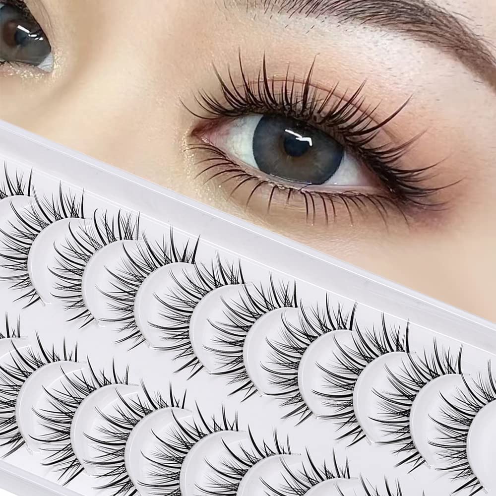 Anime Cosplay Manga Lashes 15mm 3D Wispy Spiky Lashes for Natural Look  Reusable 5 Pairs Fake