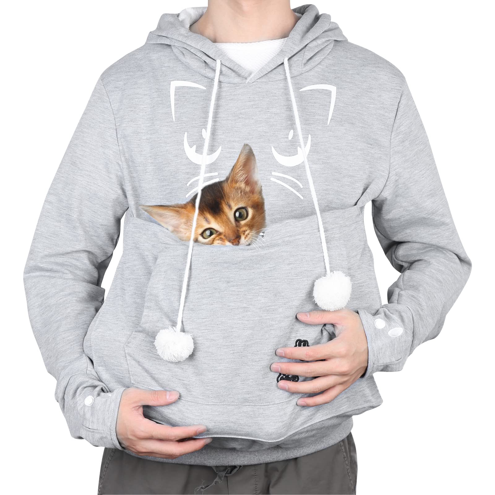 Kangaroo Pocket Hoodie Animal Cat Smile Hoodie Cat Carrier Pet