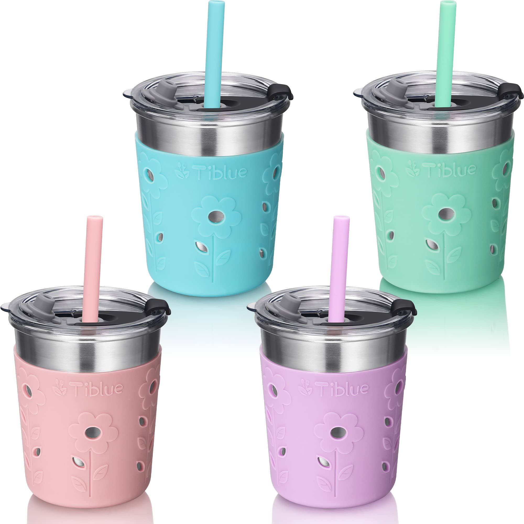 Kids & Toddler Glass Cups with Silicone Sleeves & Straws (4pack) – PandaEar