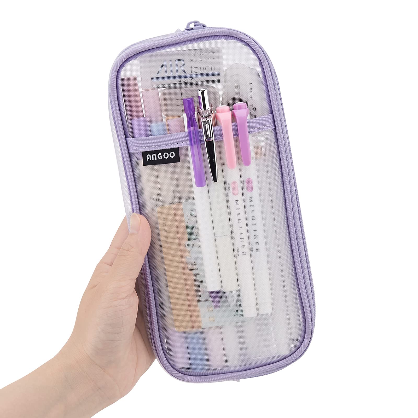 Mesh Pencil Case Clear Pencil Pouch Pencil Bags with Zipper Transparent Pen  H