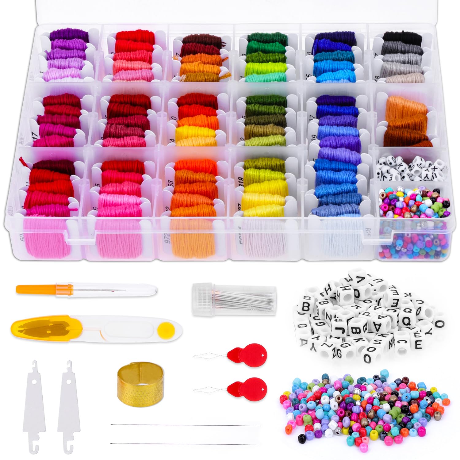 Embroidery Floss Organizer Kit 100 Colors Flosses with 40 Pcs Cross Stitch  Tools