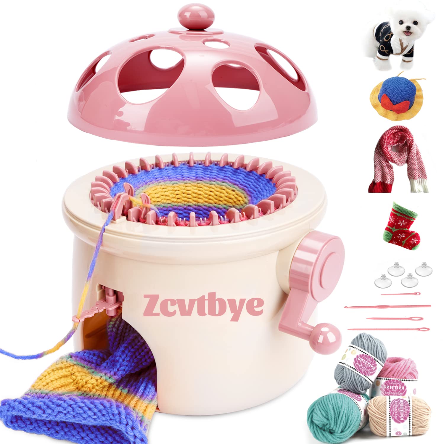 BESLY Kid Girls 22 Needles Knitting Machine Toys Smart 48 Needles  Hand-knitted Round Loom Machine Toys for 5-12 Year Old 