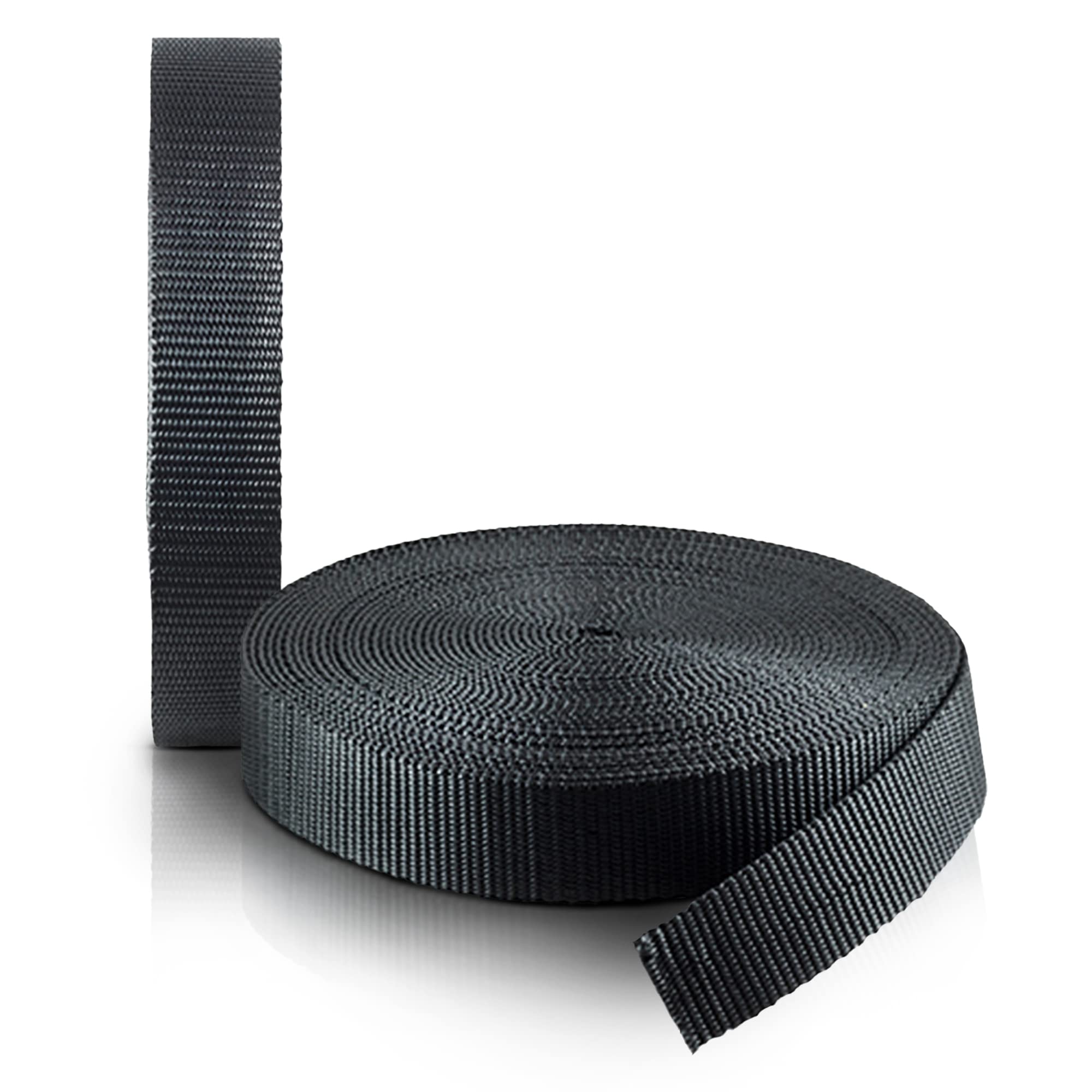 Houseables Nylon Strapping, Webbing Material, 1 Inch W x 10 Yard, Black,  Heavy Climbing Flat Strap, UV Resistant Fabric, Web for Bags, Backpacks