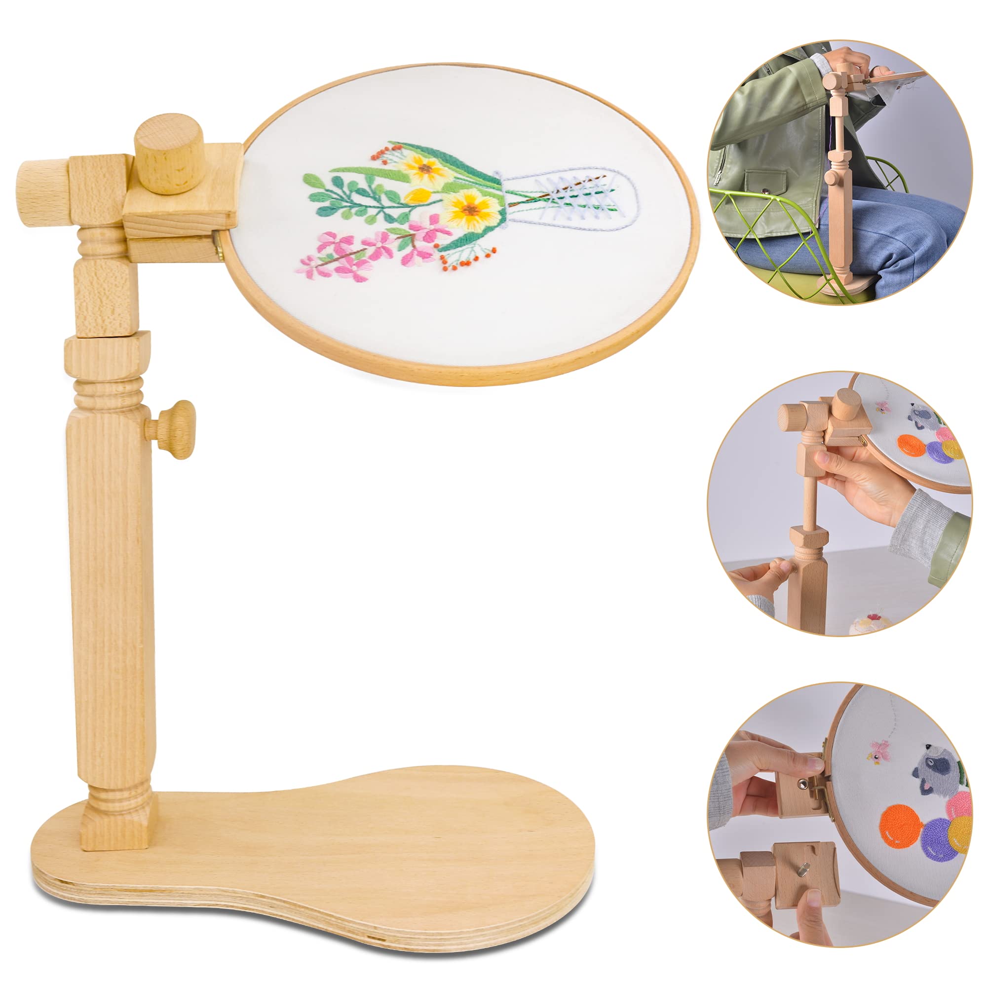 Beech Wood Adjustable Rotated Embroidery Hoop Stand India