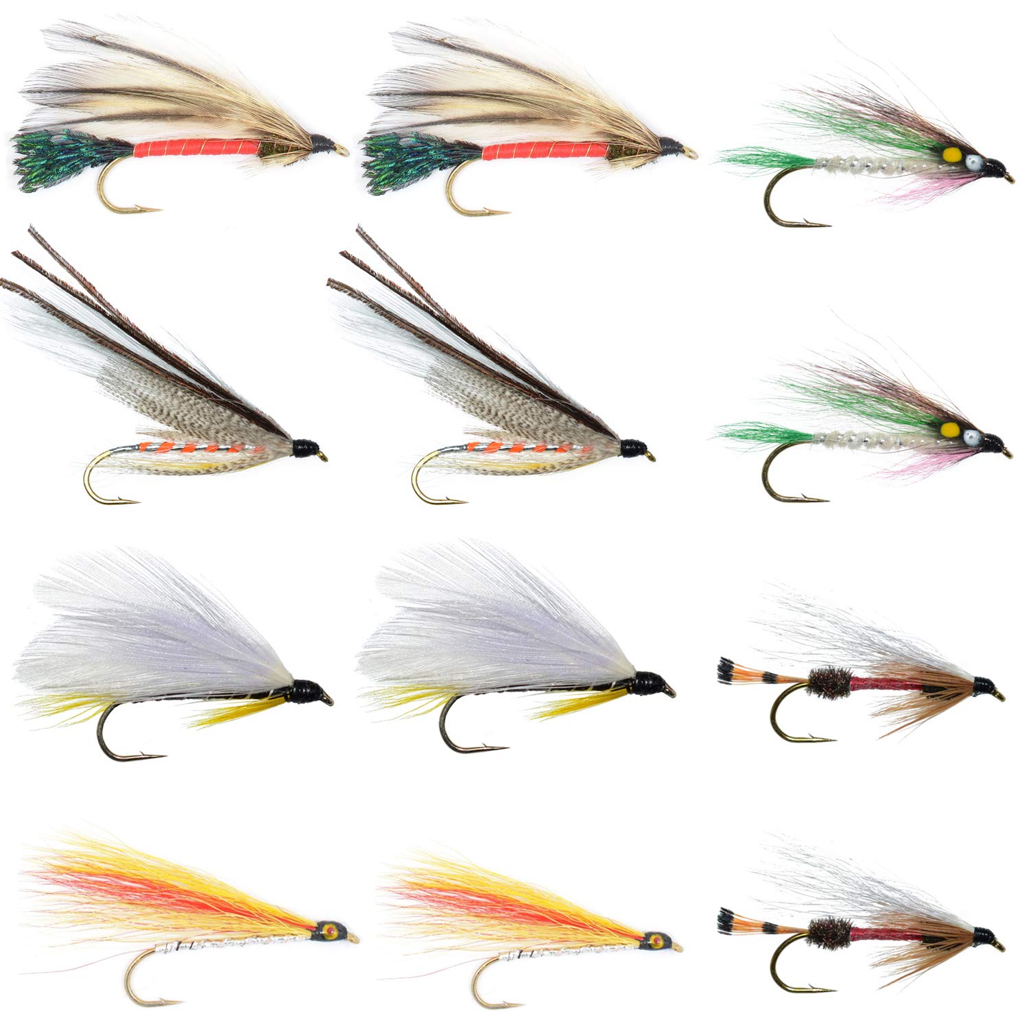 The Fly Fishing Place Classic Streamers Fly Fishing Flies Collection -  Assortment of 12 Trout Wet Fly Streamer Flies - Hook Size 4