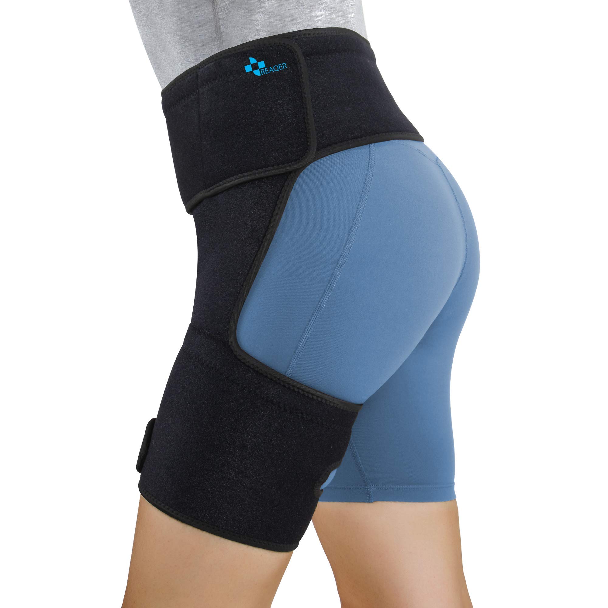REAQER Hip Thigh Support Brace Groin Compression Wrap for Pulled