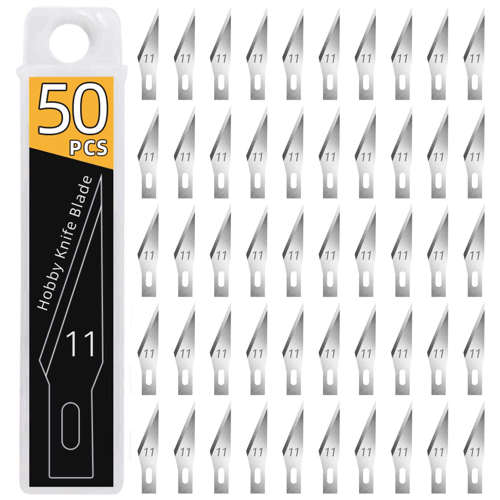 DIYSELF 50 PCS Exacto Knife Blades, High Carbon Steel #11 Blades
