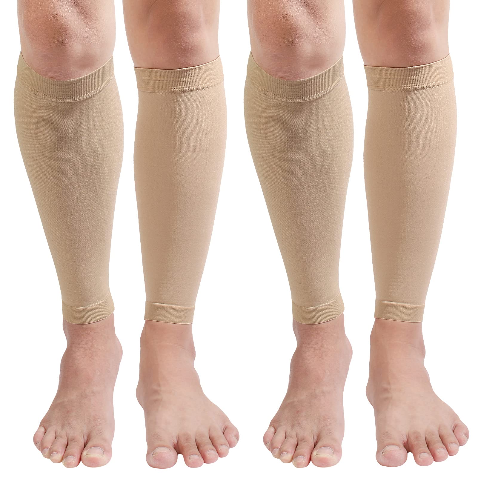 MGANG Calf Compression Sleeve, (2 Pairs) 20-30mmHg Leg Compression Socks,  Unisex for Pain Relief, Swelling