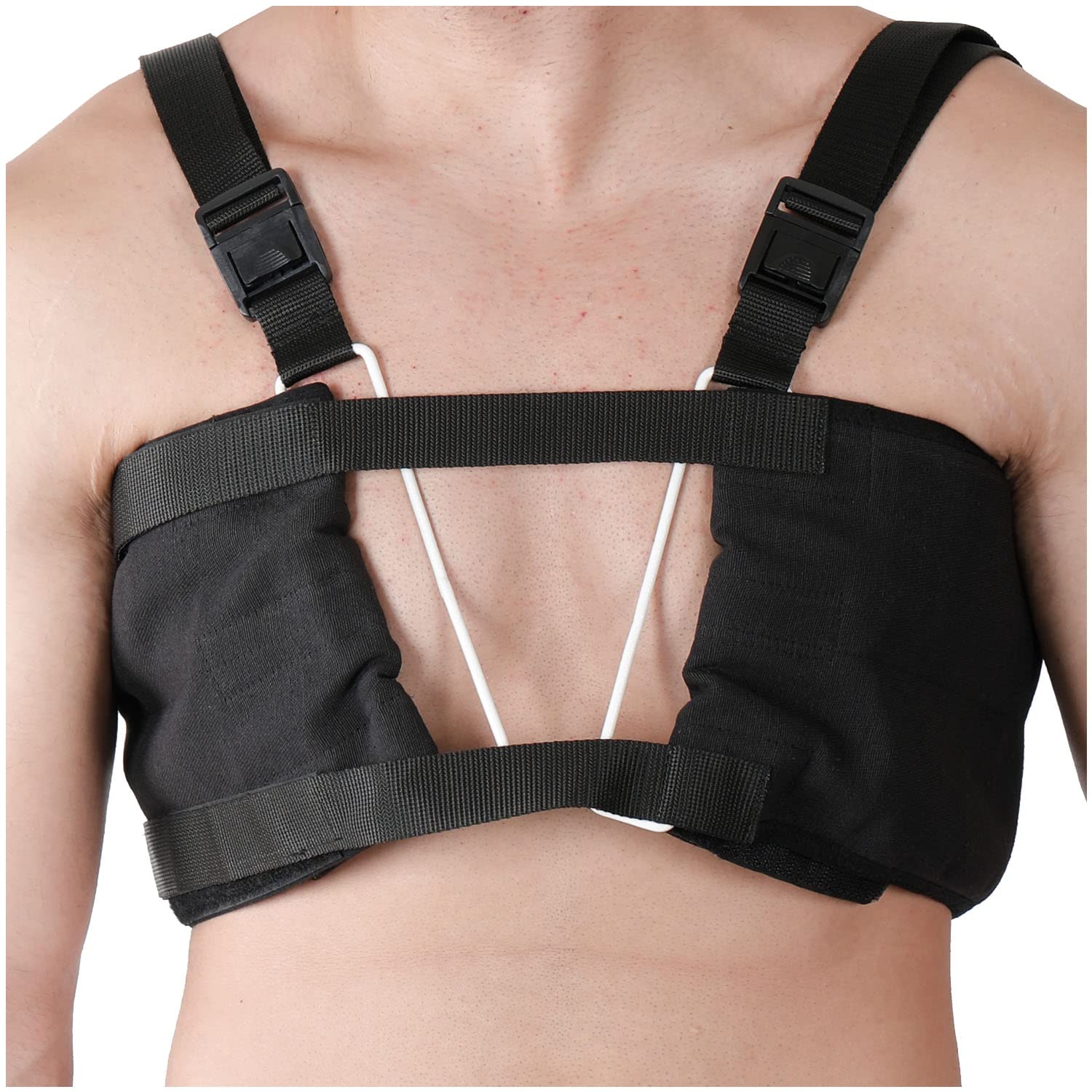 Armor Adult Unisex Chest Support Brace with 2 Wire Frame Grips to Stabilize  the Thorax after Open Heart Surgery Thoracic Procedure or Fractures of the  Sternum or Rib Cage Black Color Size