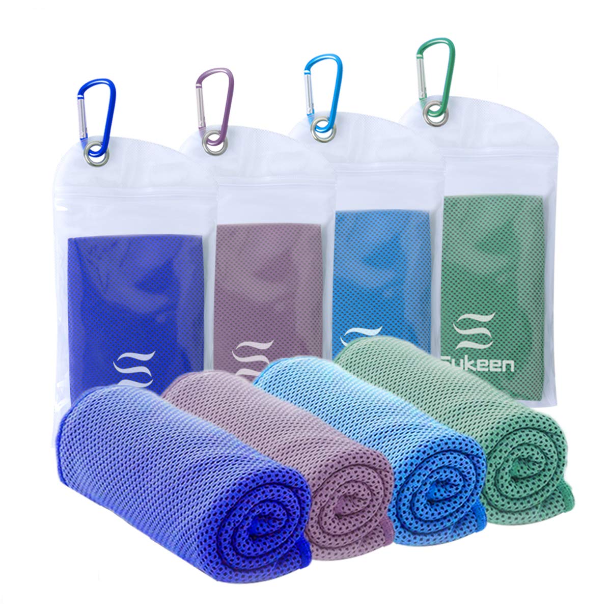 Sukeen Cooling Towel(40x12) Microfiber Cool Towel,Soft Breathable Chilly  Towel for Yoga, Golf, Gym, Camping, Running, Workout & More Activities Dark  Blue/Light Purple/Light Blue/Palegreen