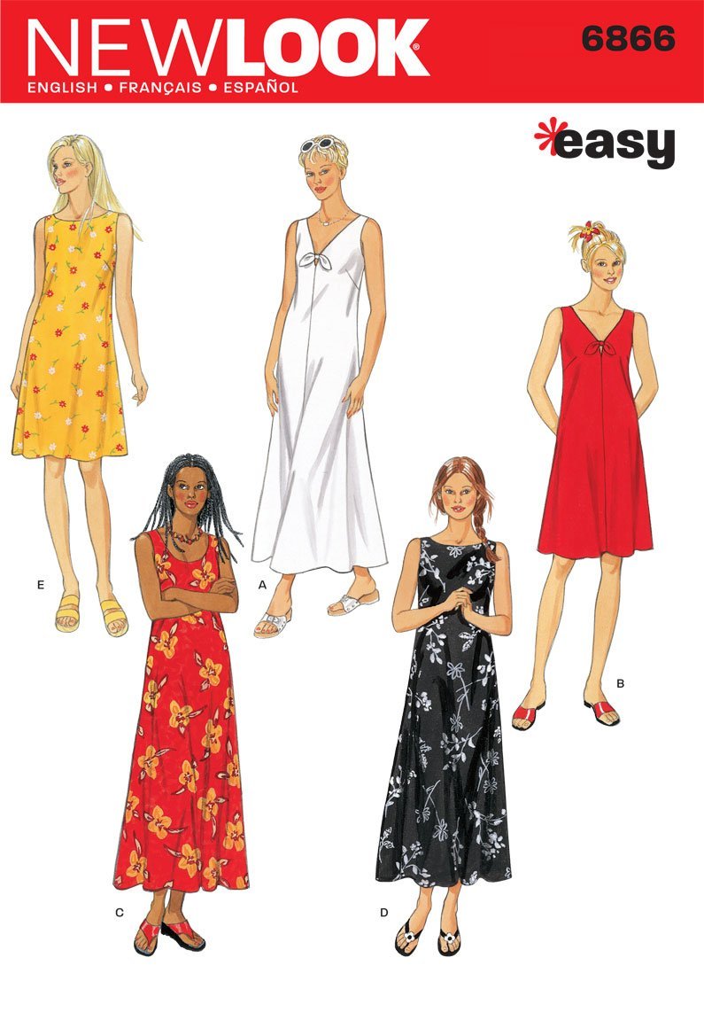 Amazon.com: New Look Sewing Pattern 6675 Misses Dresses, Size A  (8-10-12-14-16-18) : Arts, Crafts & Sewing
