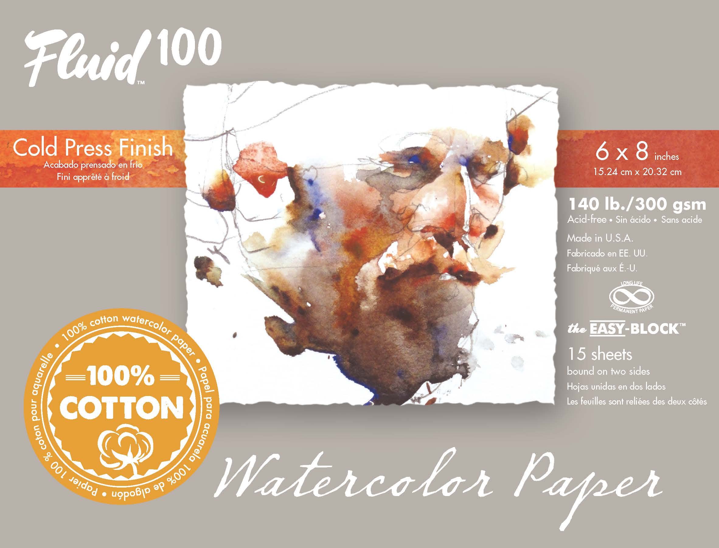 Fluid Hot Press Watercolor Paper Block 4 in. x 6 in. 15 Sheets