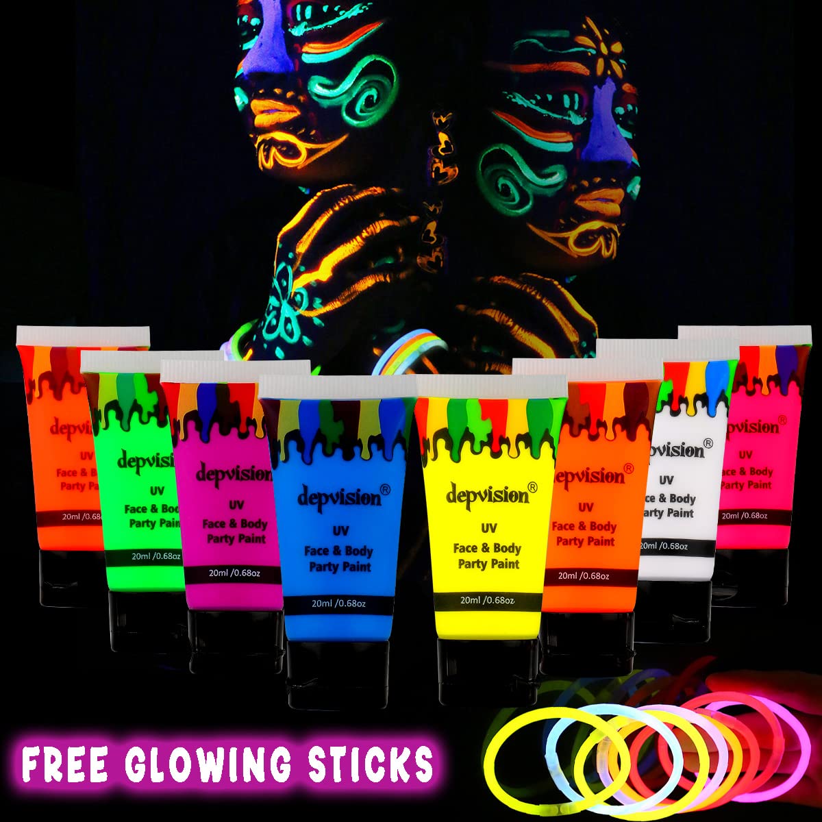 Buy Genric Glow in Dark Neon UV Body and face Paint Set of 2 Glow
