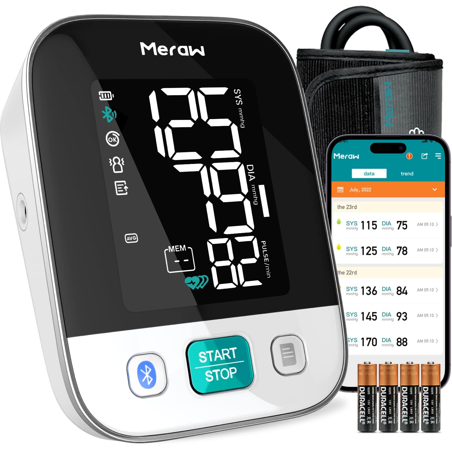 Meraw Blood Pressure Monitor Adult Cuff, Blood Pressure Cuff Monitor Wrist,  Blood Pressure Machine Home Use 5.3-8.5 Irregular Heartbeat Monitoring