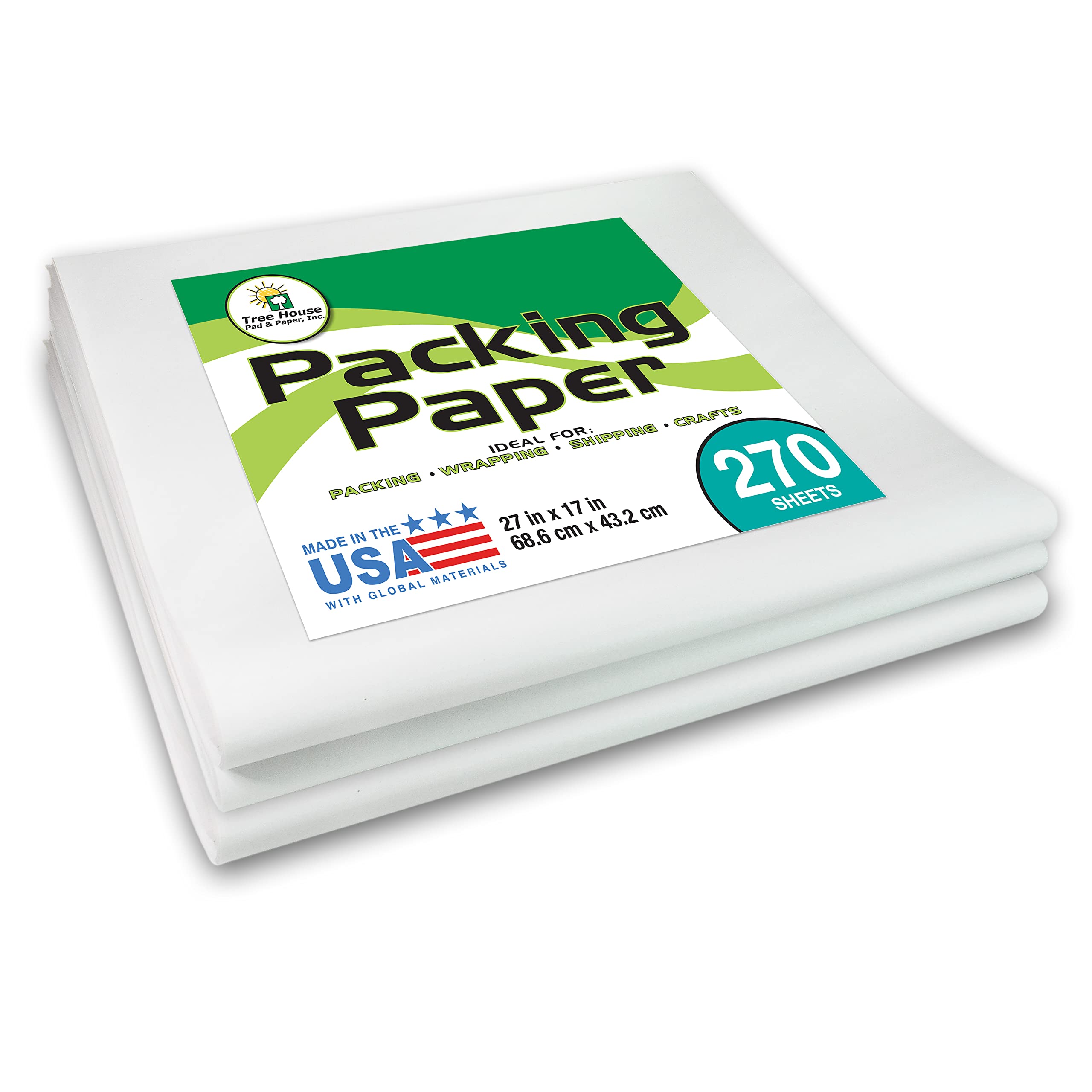 Packing Paper Newsprint Sheets for Moving & Shipping, 270 Sheets, 27x17,  Made in The USA