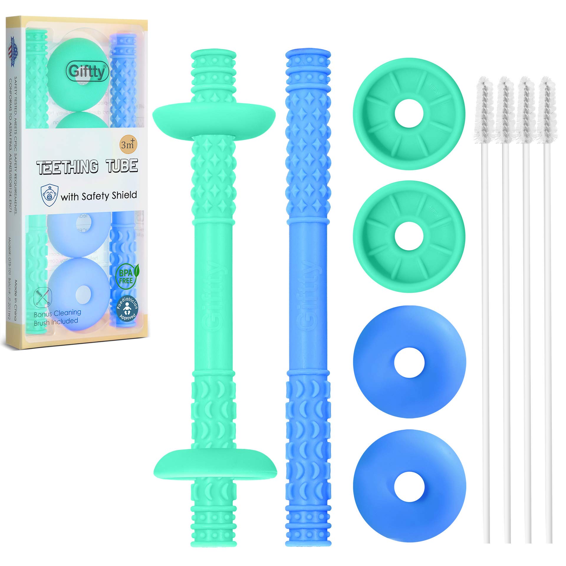 Shield baby teether has a unique textured design that provides