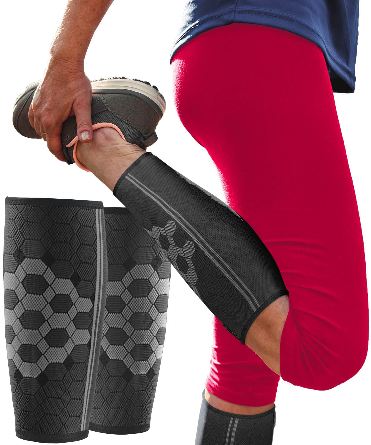 Calf Compression Sleeve by SPARTHOS (Pair) Leg Compression Brace