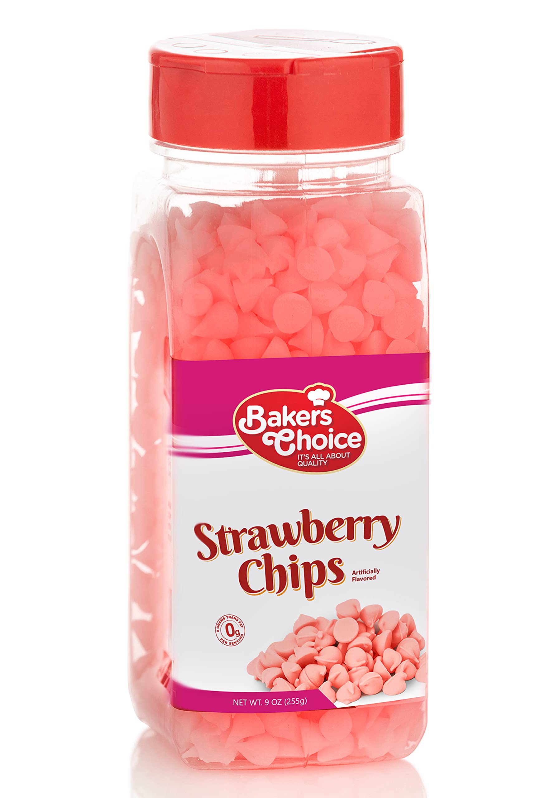 Strawberry Flavored Chocolate Chips - Dairy Free,Kosher - Baker's  Choice,Pink,9 Ounce (Pack of 1)