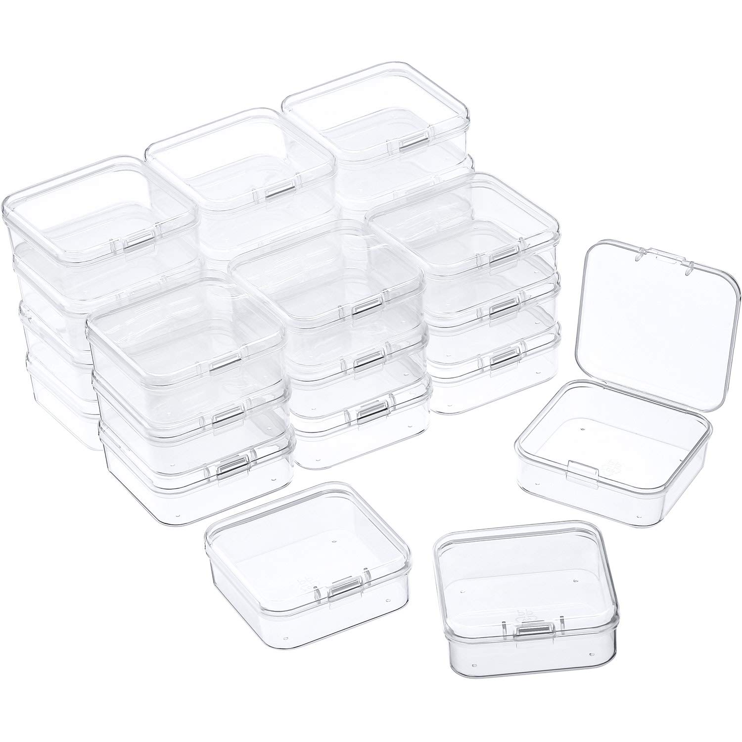 SATINIOR 24 Packs Small Clear Plastic Beads Storage Containers Box