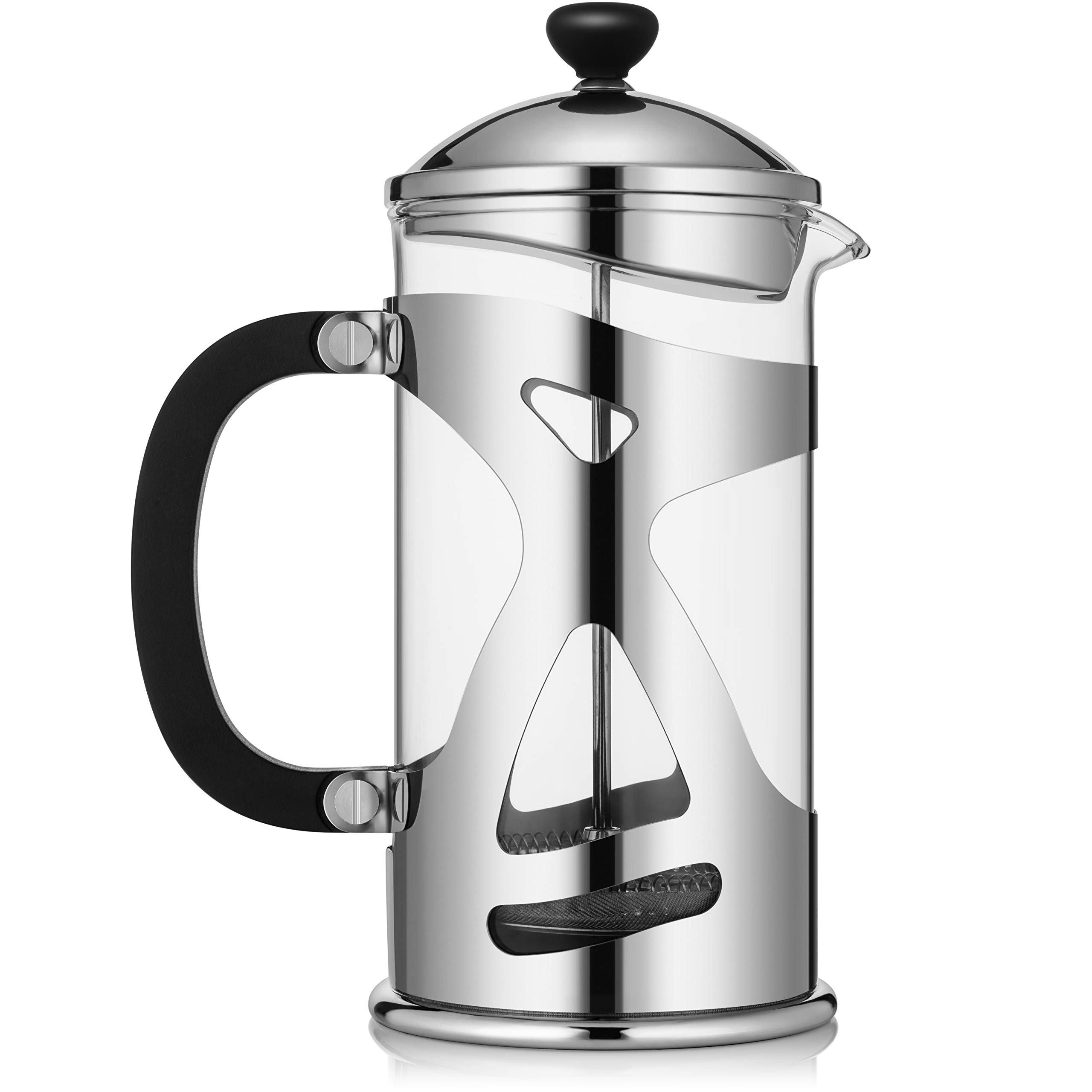 KONA French Press Coffee Maker Large Comfortable Handle & Glass Protecting  Stylish Stainless Steel Frame 34