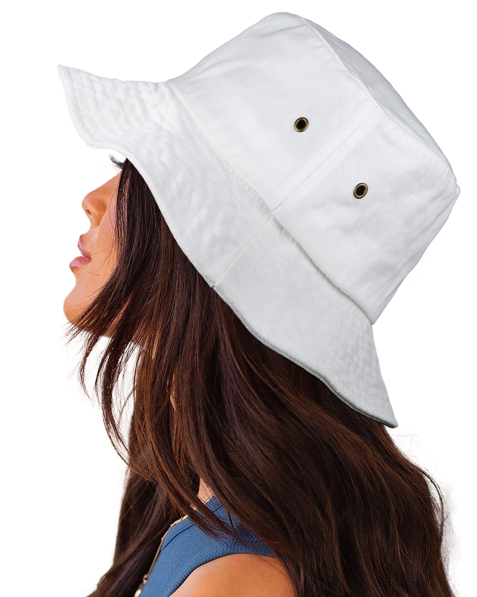 Bucket Hat for Women Men Canvas Washed Cotton Trendy Distressed Womens  Summer Beach Sun Hats with