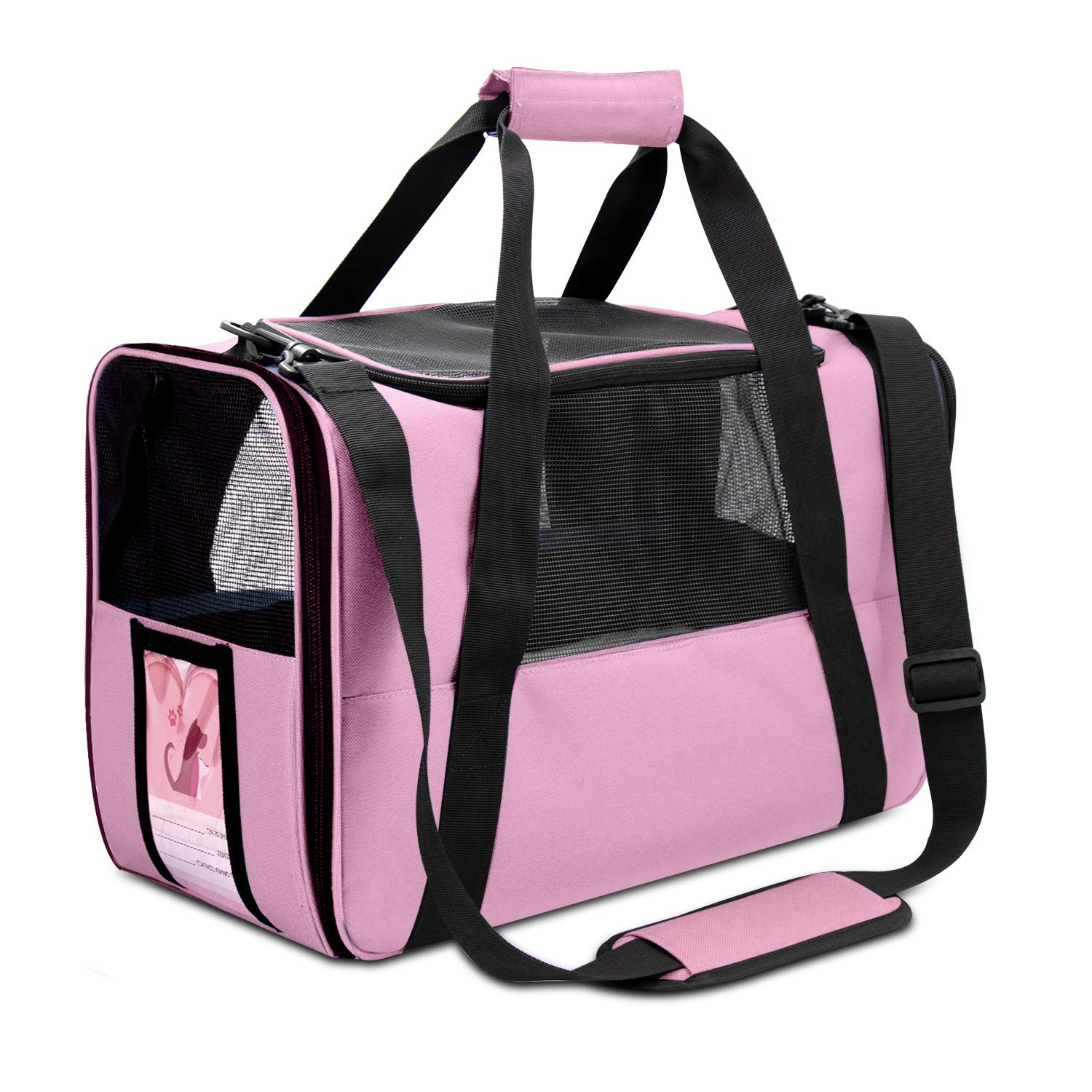 NAT Dog Carrier Cat Carrier Pet Carrier, Airline Approved Dog Carrier with  Mesh Window, Breathable, Collapsible,Soft-Sided,Escape Proof,Easy Storage,  Best for Small Medium Cats Dogs Medium Pink