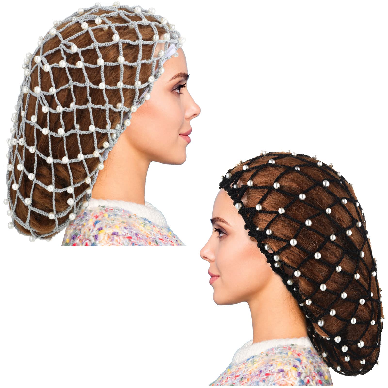 MTLEE 2 Pieces Snoods for Women Hair Mesh Crochet Hair Net with
