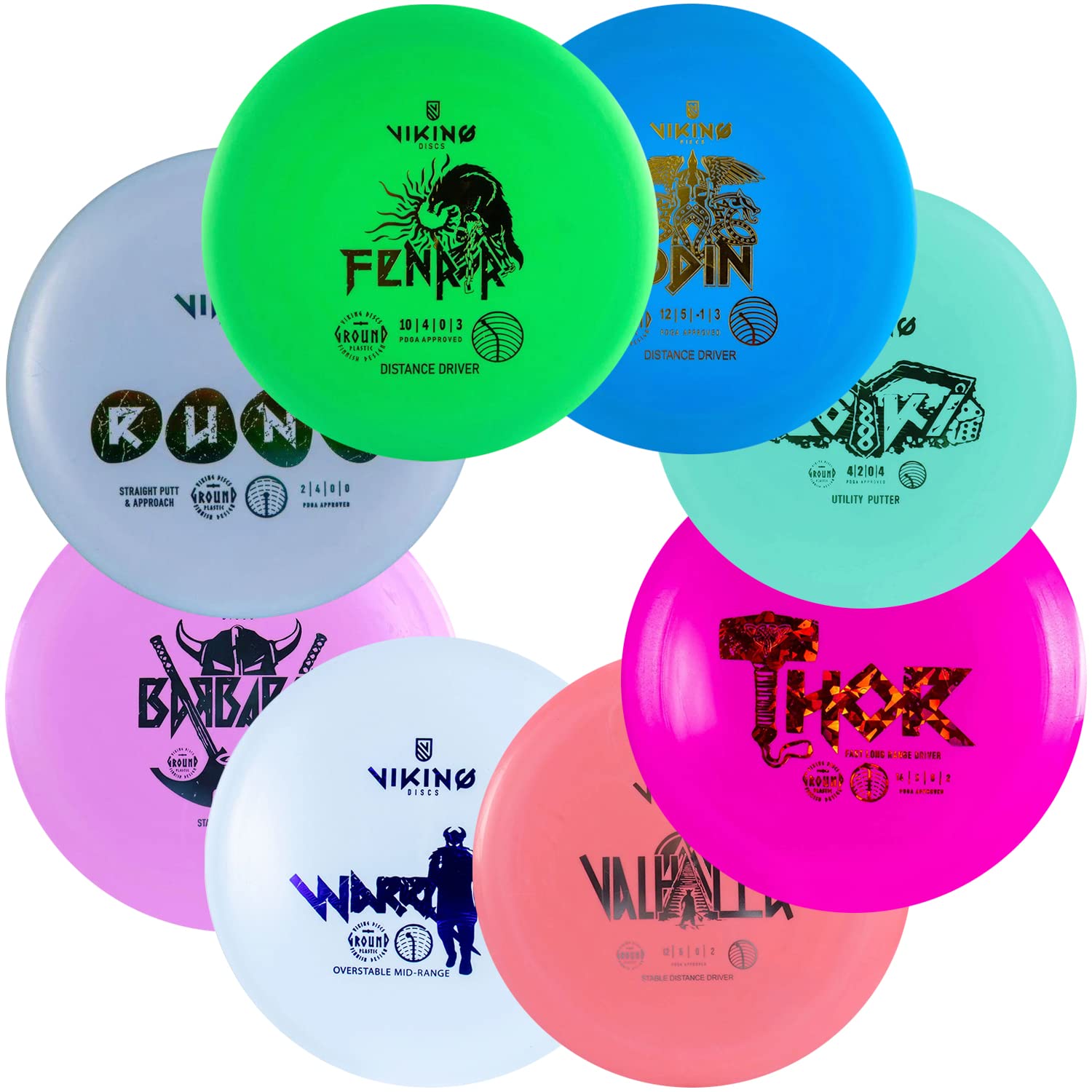 Viking Discs Original Disc Golf Set - 8 Frisbee Discs for Any