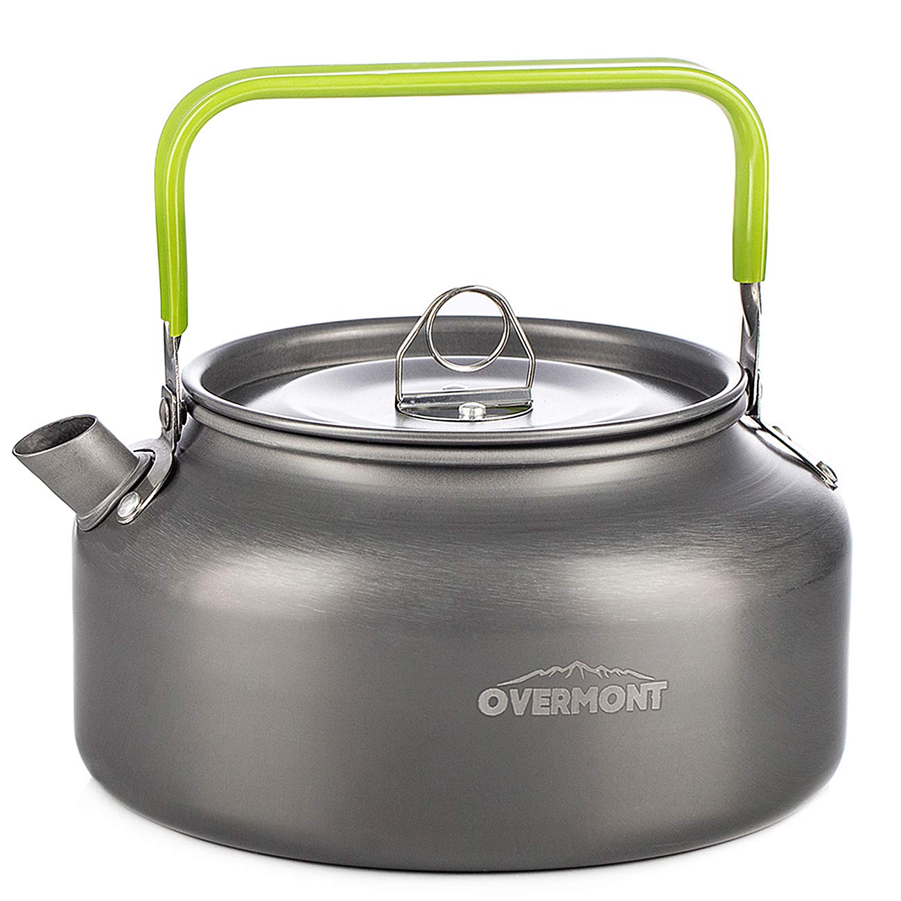 Overmont Camping Kettle Camp Tea Coffee Pot Aluminum 42 FL OZ Outdoor  Hiking Gear Portable Teapot Lightweight with Silicon Handle 1.2Medium