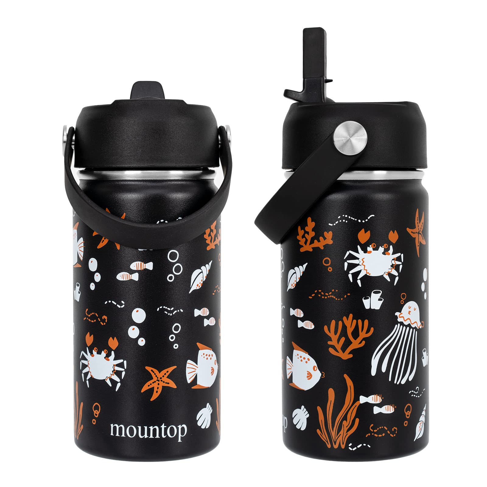 Kids Stainless Steel Water Bottle - Leak Proof with Flip Top Sports Cap & Straw - Toddler Child Friendly Cup