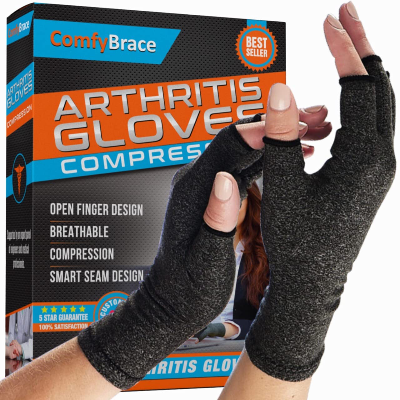 Comfy Brace Arthritis Hand Compression Gloves Comfy Fit