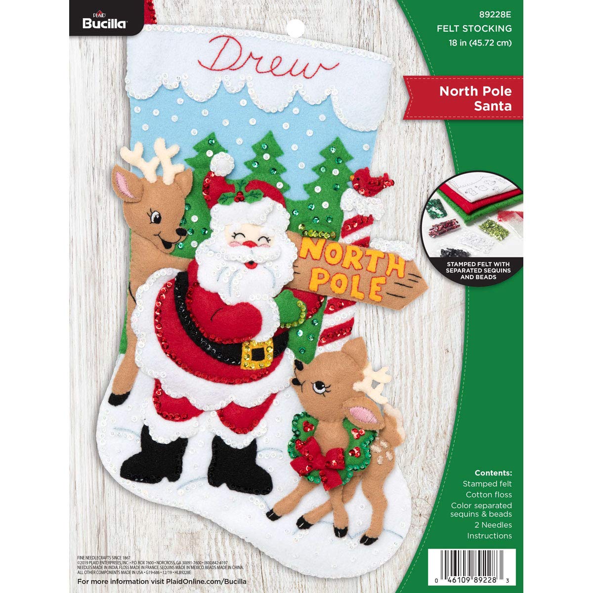 Bucilla Christmas Stocking story Time Santa Made to Order 