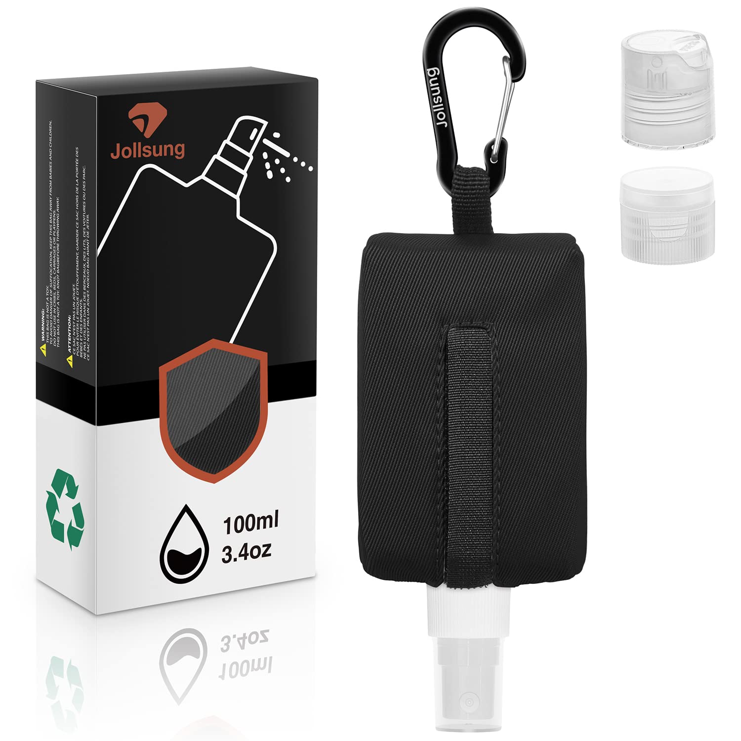 thumbnail image 2 of SUCHI Travel Size Hand Sanitizer Holder,Bottle Case And Carabiner Carrier Bag-Portable Mini Waist Bag For Liquids Clip On Belt Loop,Backpack And Purse-Includes Empty 60ml/ 2 Oz Reusable Bottle (Gray 2 of 10