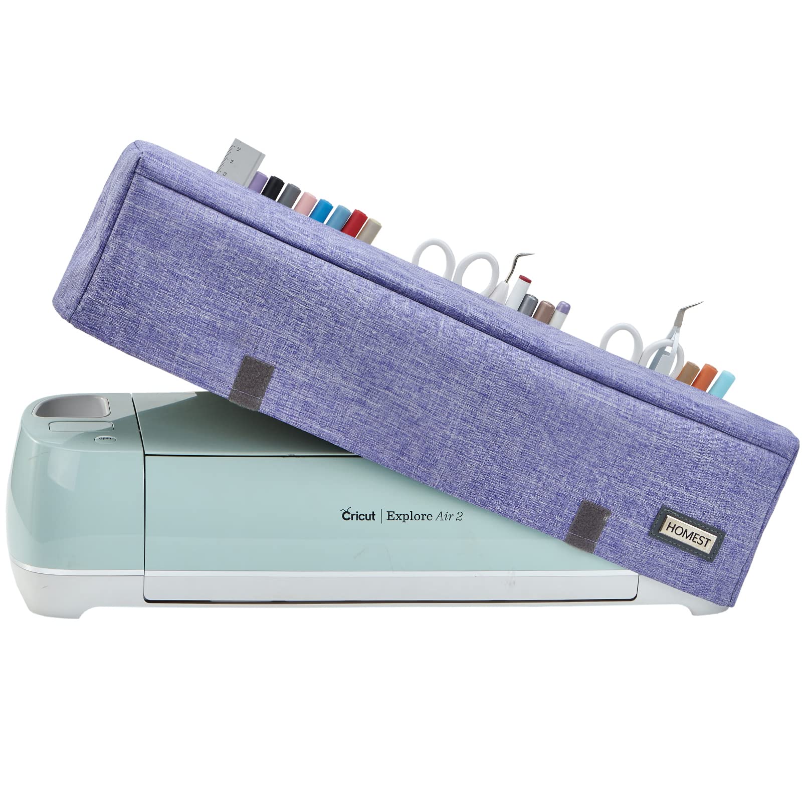 HOMEST Dust Cover with Back Pockets Compatible with Cricut Explore Air 2  and Cricut Explore Air, Dark Purple (Patent Design) Purple A-Dust Cover