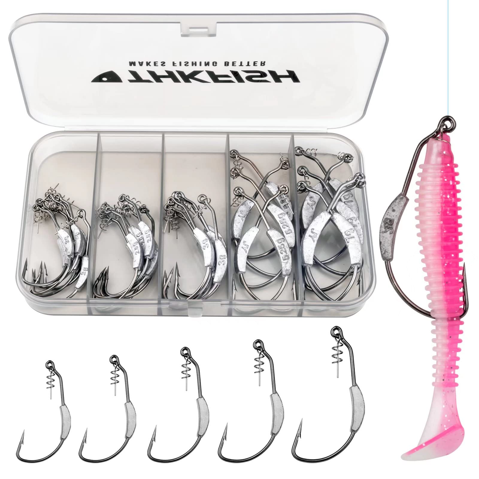 THKFISH Fishing Hooks Twistlock Hooks Weighted Bass Hooks Swimbait