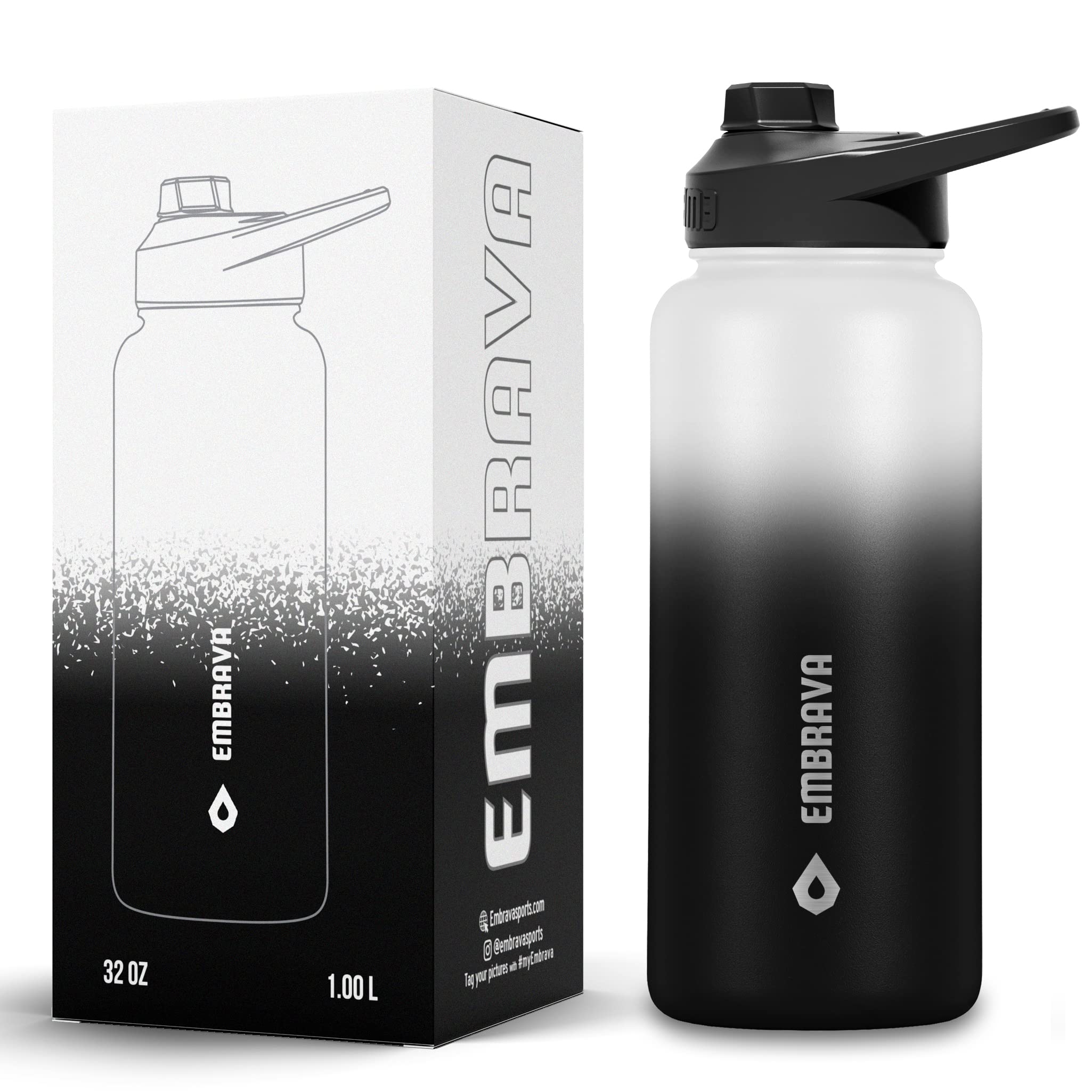 Embrava Insulated Sports Water Bottle - 32oz - Quick Open Lid for