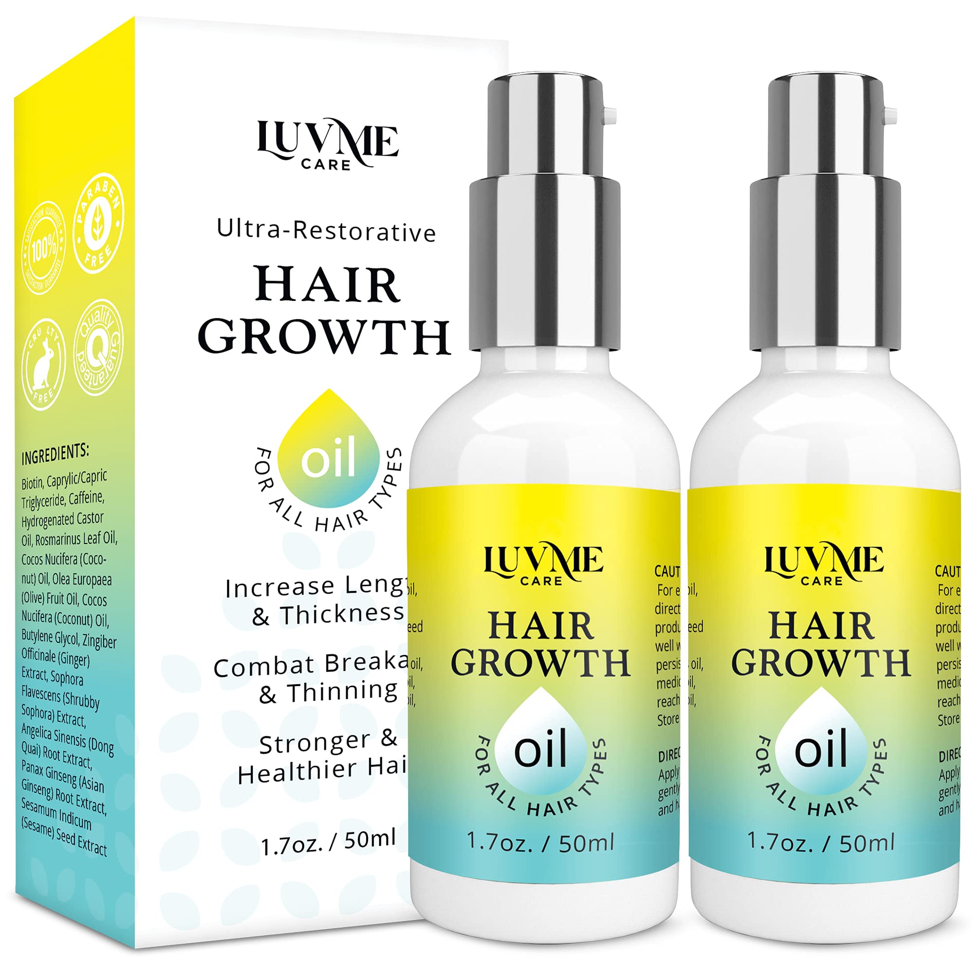 Luv Me Care Hair Growth Oil with Biotin and Castor oil 2 Pack - Biotin hair  growth