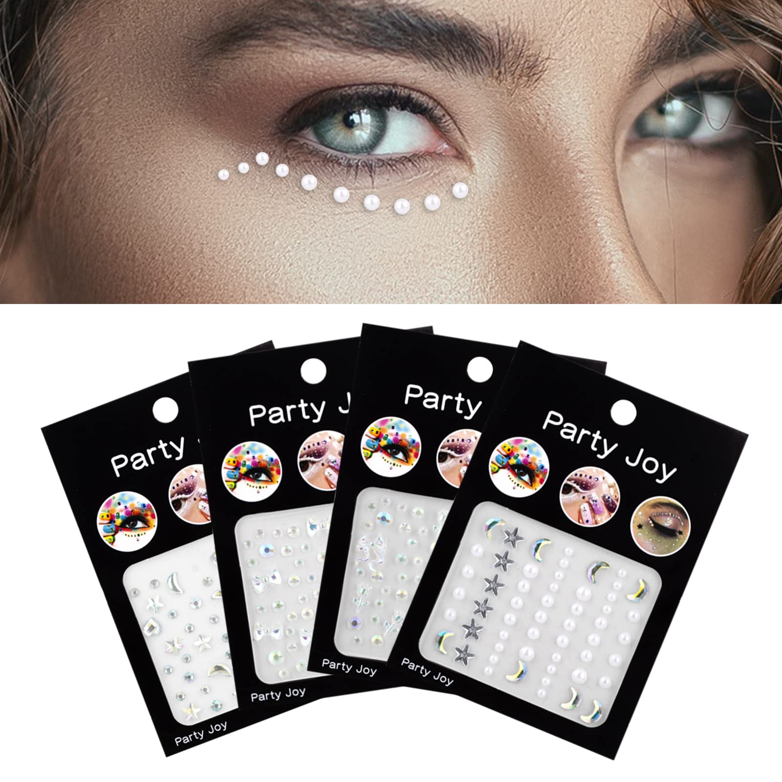 2pcs 3d Imitation Pearl & Rhinestone Eye & Face Stickers For Music  Festivals, Diy Makeup Party Decoration Black Friday