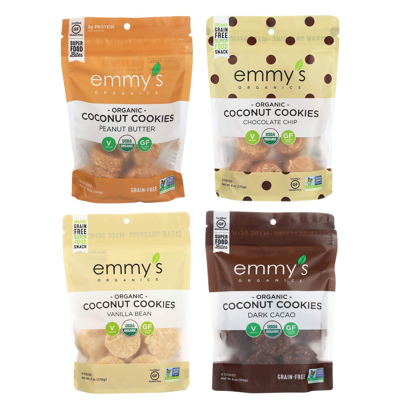  Emmy's Organics Coconut Cookies, Vanilla Bean, 6 oz (Pack of 2)