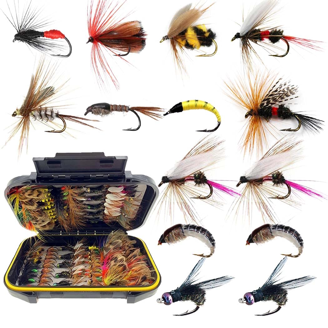 Fly Fishing Flies Kit, 50/114Pcs Handmade Fly Fishing Gear with