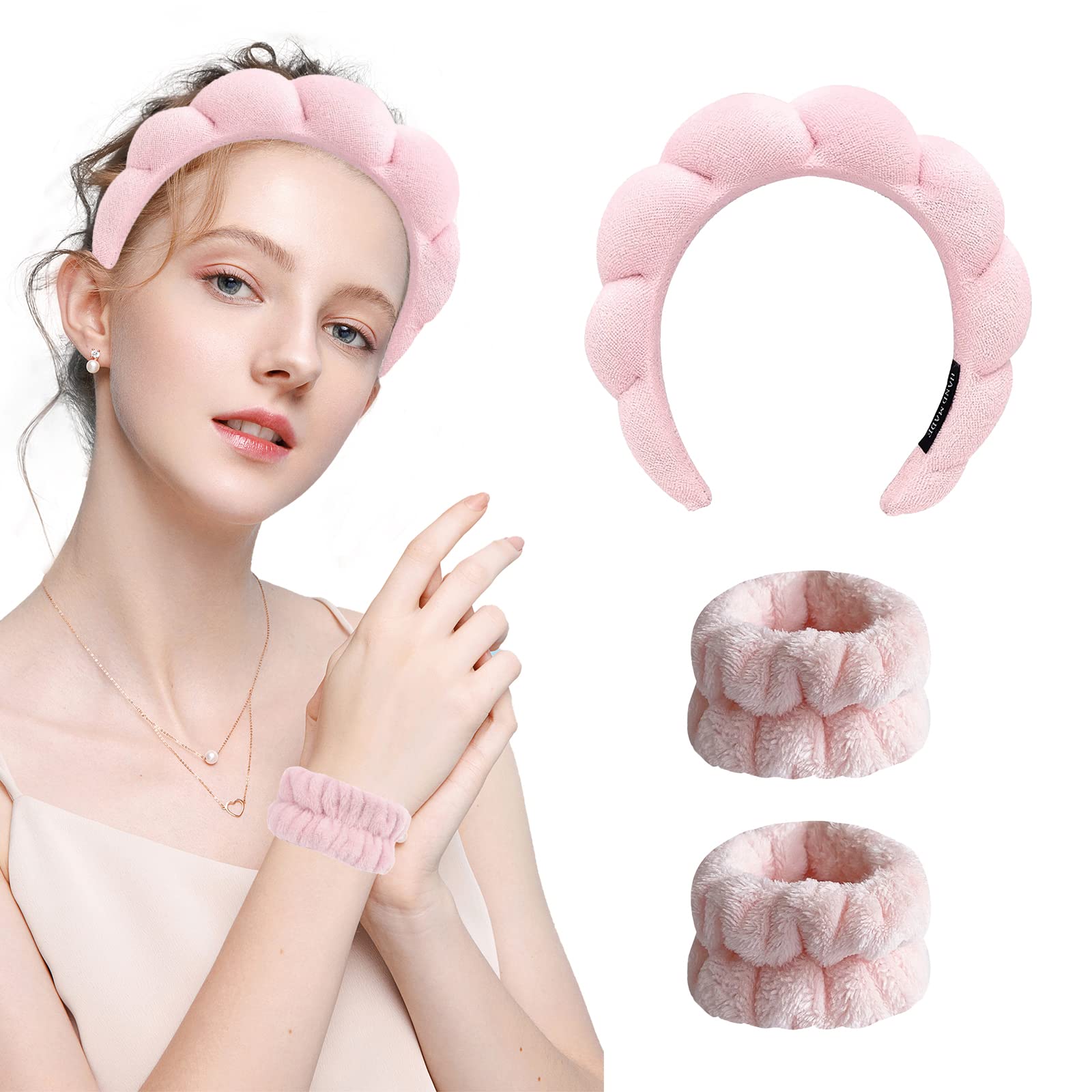 Yohou 3 Pack Spa Makeup Headband for Washing Face with Wristband