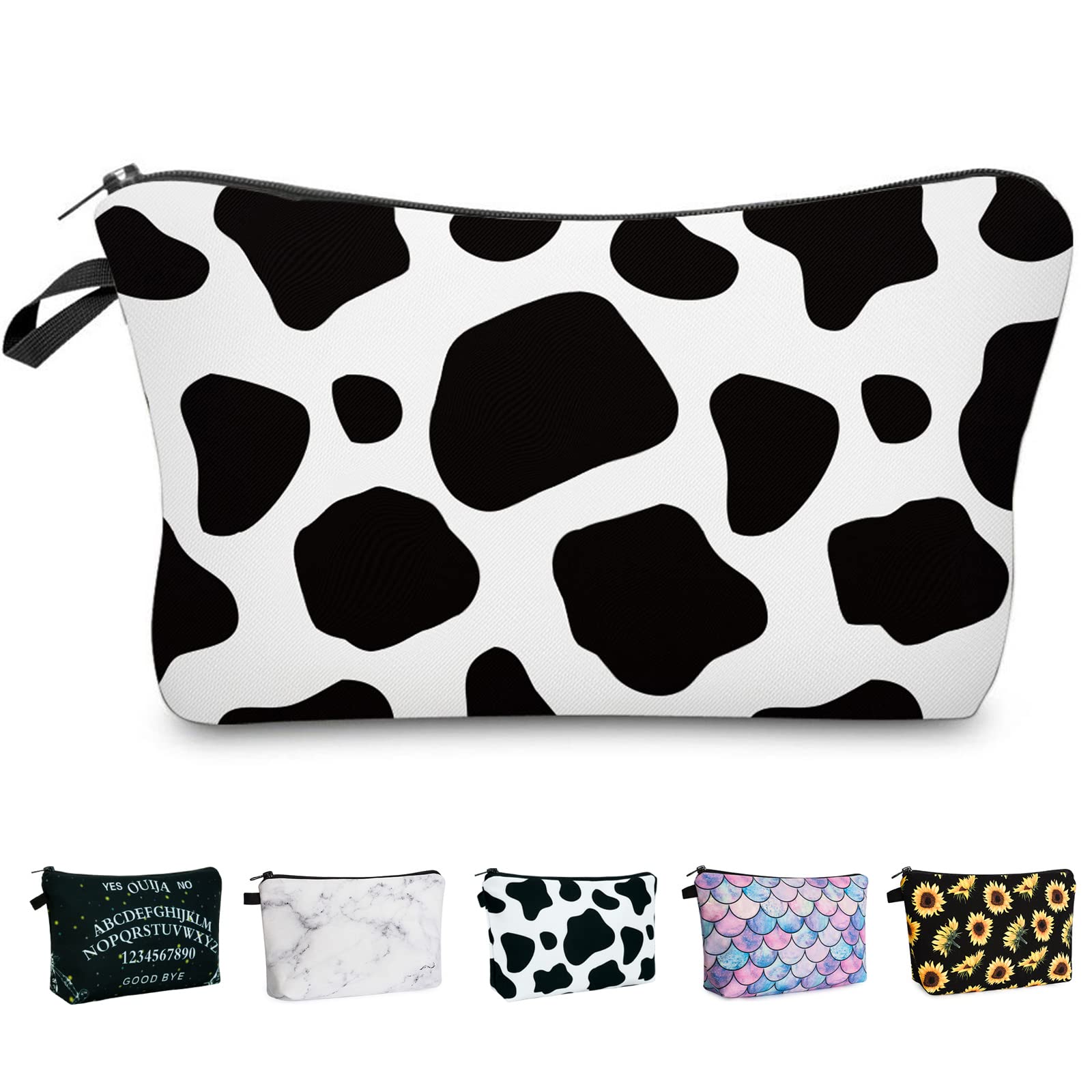 Alexsix Portable Cosmetics Bag Cow Printed Makeup Bags for Girls